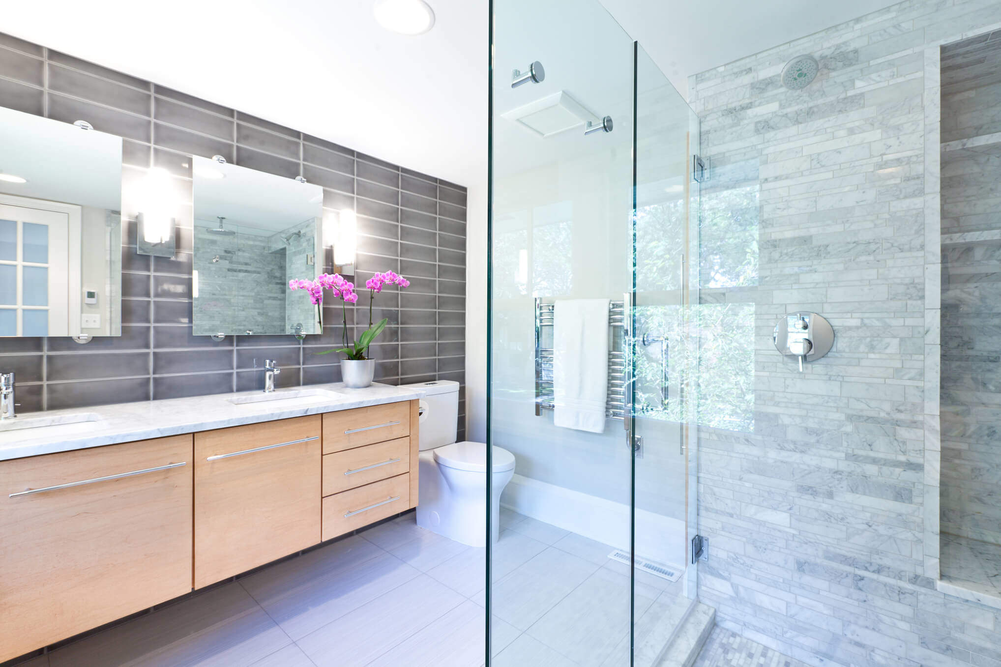  |  Contemporary Bathroom Design with Glass Shower Stall