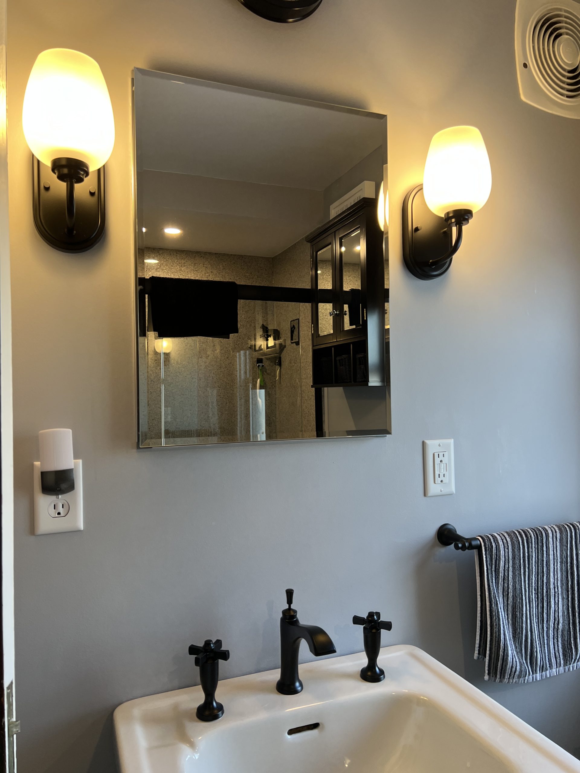  |  Black Frame Bathroom Light Fixture