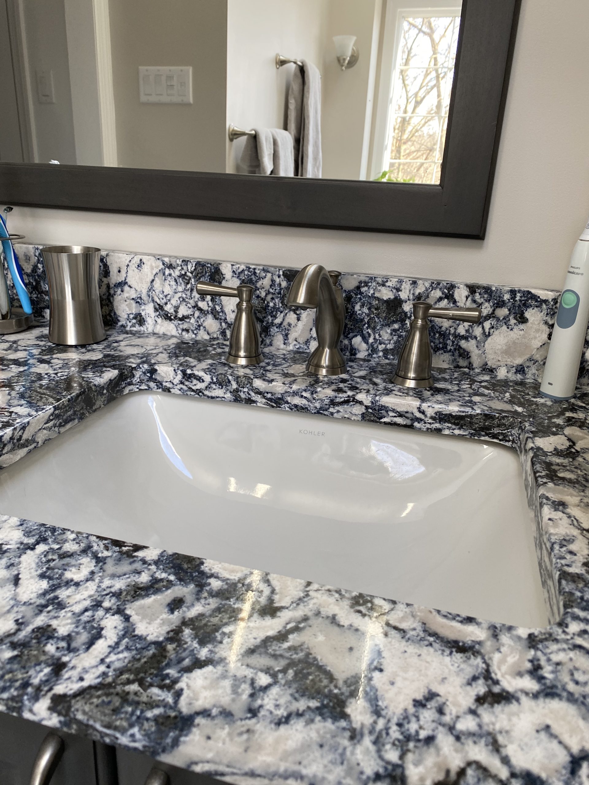  |  Blue Gray Marble Bathroom Vanity Sink