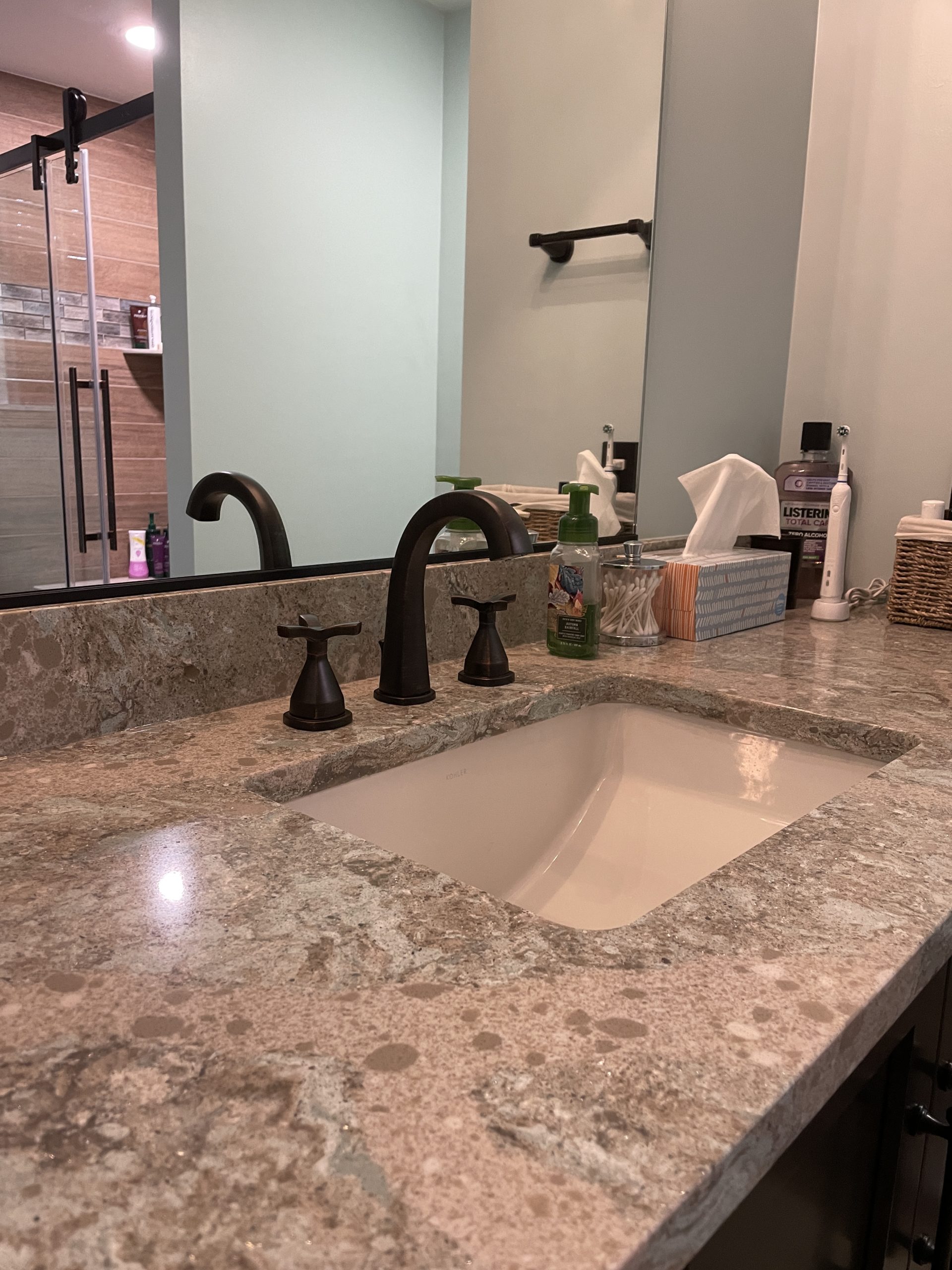  |  Wood Tile Bathroom Countertop