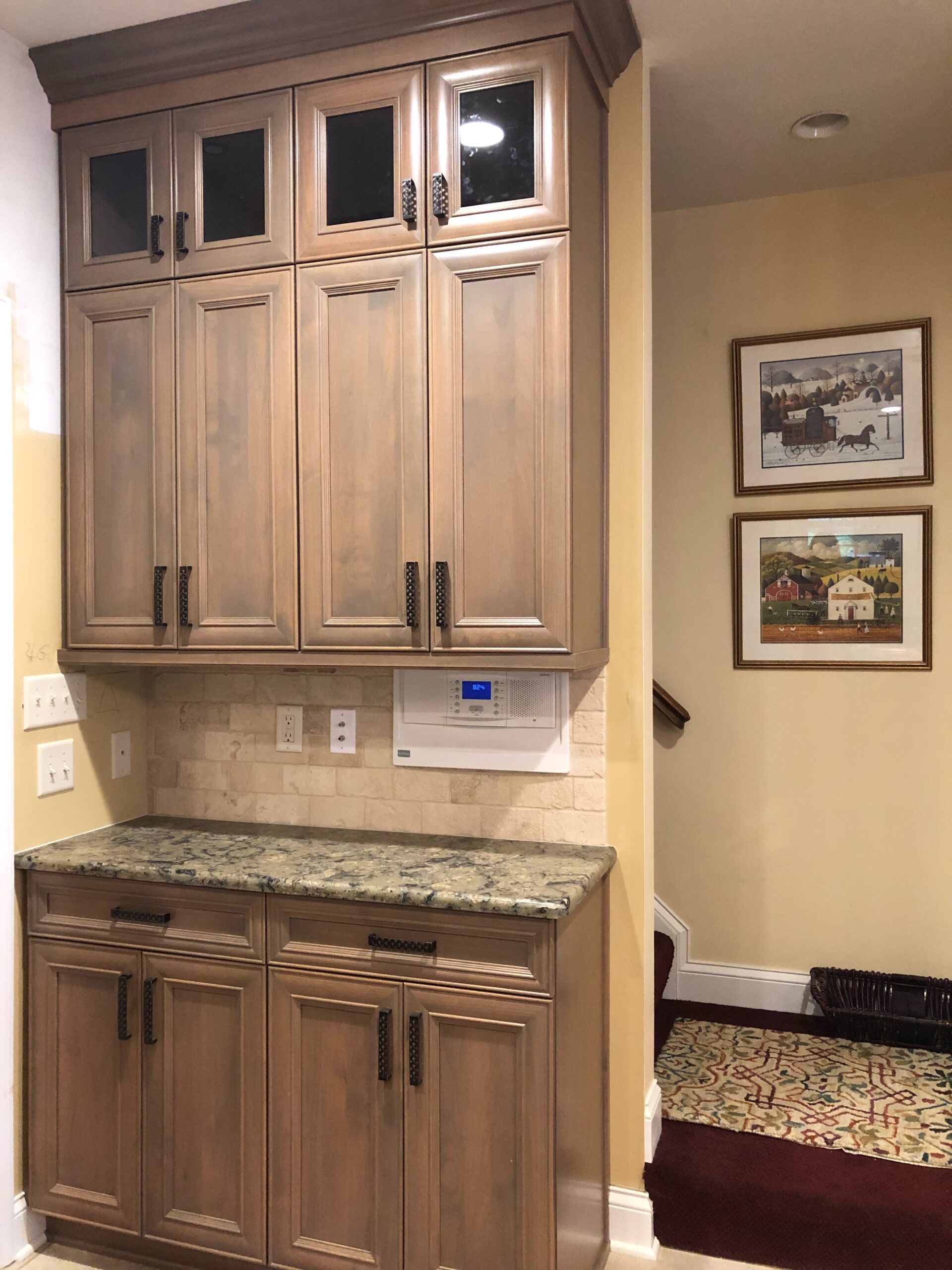 Traditional brown kitchen, traditional wooden furniture storage, butlers pantry