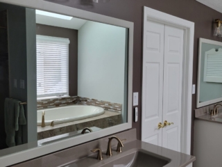 Chic vanity design, gold faucet inspiration, soft-close drawer bathroom, stylish quartz bathroom, timeless bathroom elegance